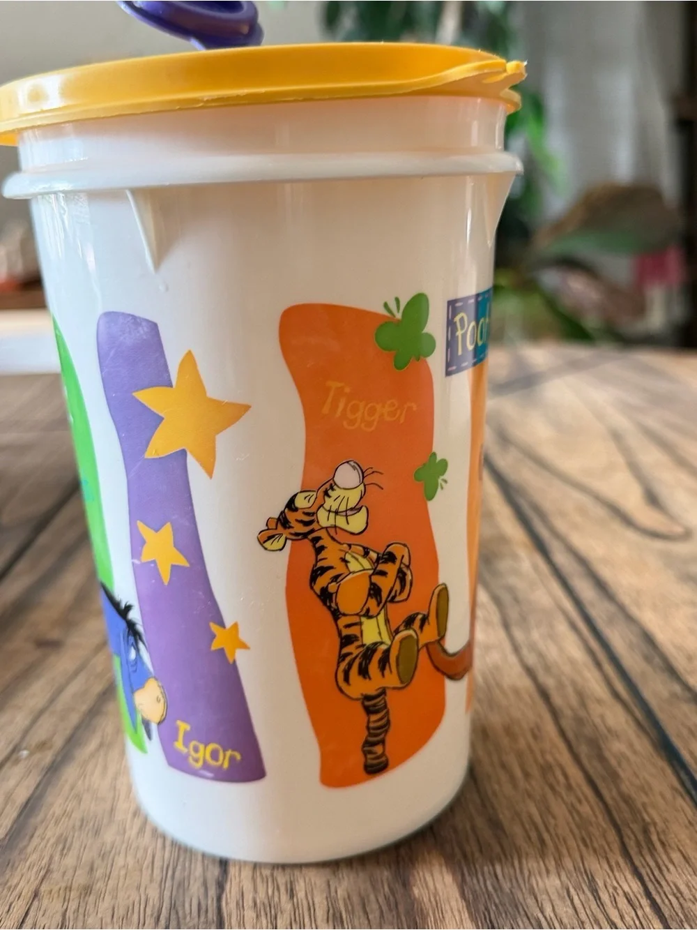 Vintage Winnie the Pooh Tupperware Yellow Lid Pooh Kids Cup